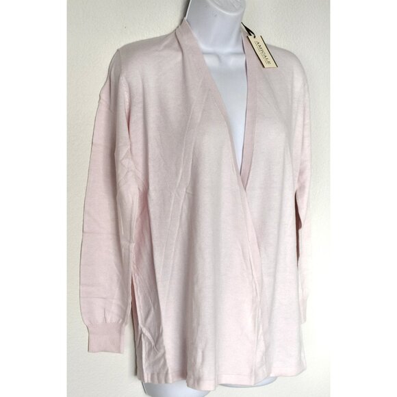 AMICALE NWT COTTON/VISCOSE/CASHMERE OPEN FRONT LIGHT PINK CARDIGAN. SIZE S - Picture 4 of 9